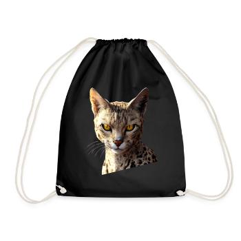 Savannah Katze Cat Mama Süße Serval Leopard Katzen - Turnbeutel - Schwarz - Vorne