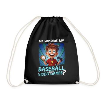 7th Birthday Baseball and Gaming for 7 Year Olds - Drawstring Bag - black - Front