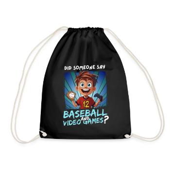 12th Birthday Baseball and Gaming for 12 Year Olds - Drawstring Bag - black - Front