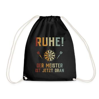 Dart Geschenk Dartboard Dartspieler Bullseye - Turnbeutel - Schwarz - Vorne