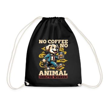 Animal Shelter No Coffee No Dog Owner Coffee Lover - Drawstring Bag - black - Front