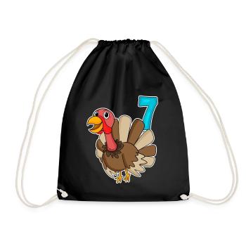 7th Birthday Motif Turkey - 7 Years Old - Drawstring Bag - black - Front