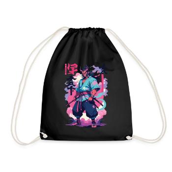 Samouraï Oni Yokai Esthétique Style Vaporwave - Sac de sport léger - noir - Devant