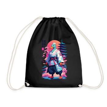 Samurai Ente im Aesthetic Vaporwave Stil - Turnbeutel - Schwarz - Vorne