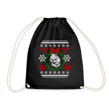 Funny Hamster Christmas - Drawstring Bag - black - Front