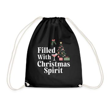 Filled with Christmas spirit - Drawstring Bag - black - Front