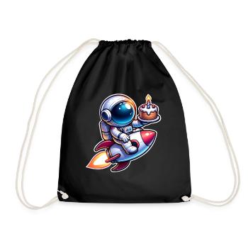 Astronaut Birthday - Drawstring Bag - black - Front