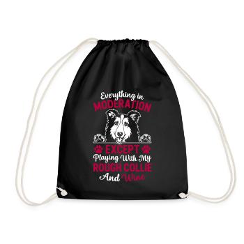 Everything in moderation except playing with my Ro - Drawstring Bag - black - Front