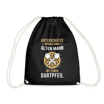 Dart Geschenk Dartboard Dartspieler Bullseye - Turnbeutel - Schwarz - Vorne