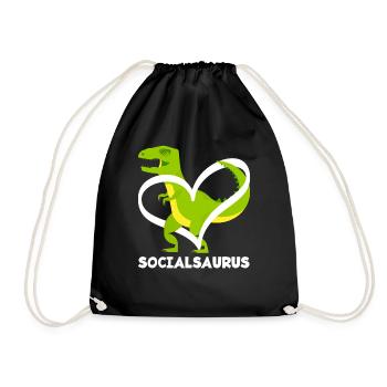 Socialsaurus Dinosaur Heart - Drawstring Bag - black - Front