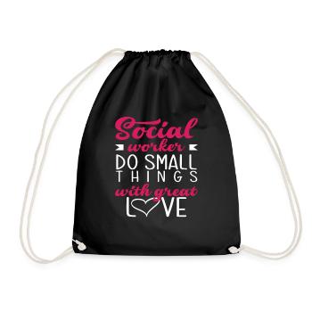Social workers do small things with great love - Drawstring Bag - black - Front