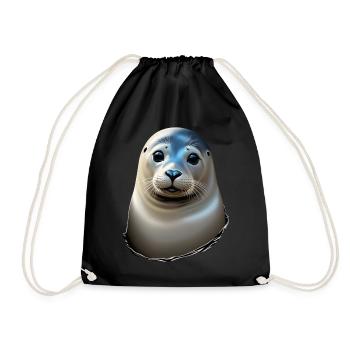 Beautiful seal - Drawstring Bag - black - Front