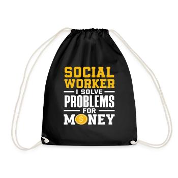 Social worker I solve problems for money - Drawstring Bag - black - Front
