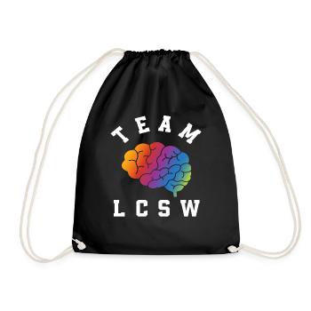 Team LCSW Colorful Brain Motif - Drawstring Bag - black - Front