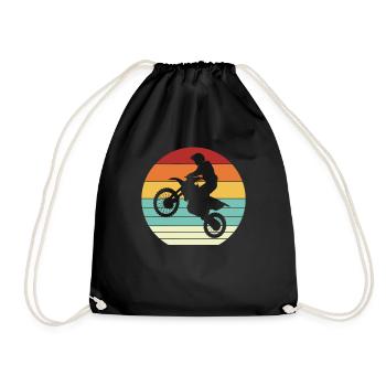 Retro Motorcycle Racing Supermoto Riders Motocross - Drawstring Bag - black - Front