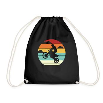 Retro Supermoto Motorcycle Racing Riders Motocross - Drawstring Bag - black - Front