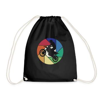 Retro Racing Supermoto Motorcycle Riders Motocross - Drawstring Bag - black - Front
