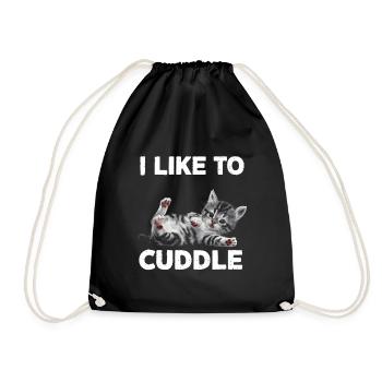 I like to cuddle kitty - Drawstring Bag - black - Front