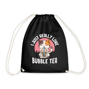 Bubble Tea Boba BubbleTea Kawaii Japan Tea Kpop - Drawstring Bag - black - Front