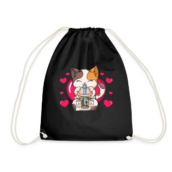 Bubble Tea Boba BubbleTea Kawaii Japan Tea Kpop - Drawstring Bag - black - Front
