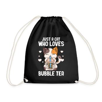 Bubble Tea Boba BubbleTea Kawaii Japan Tea Kpop - Drawstring Bag - black - Front