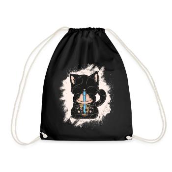 Bubble Tea Boba BubbleTea Kawaii Japan Tea Kpop - Drawstring Bag - black - Front