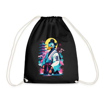 Samurai Ente In Aesthetic Vaporwave Stil - Turnbeutel - Schwarz - Vorne