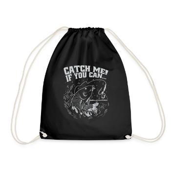 Attrape-moi si tu peux – Motif du pêcheur - Sac de sport léger - noir - Devant