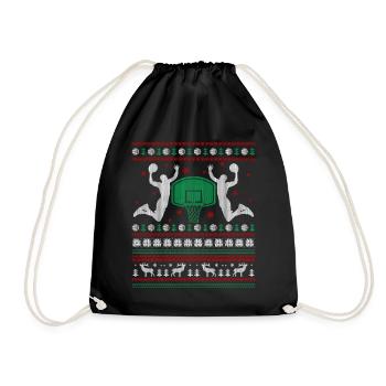 Funny Basketball Christmas Gifts - Drawstring Bag - black - Front