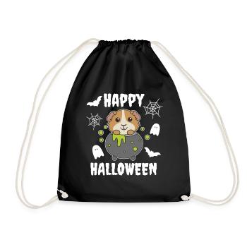 Meerschweinchen Happy Halloween Hexenkessel - Turnbeutel - Schwarz - Vorne