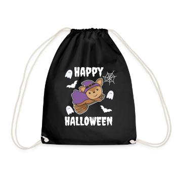 Deer Happy Halloween Witch Kids Witches Costume - Drawstring Bag - black - Front