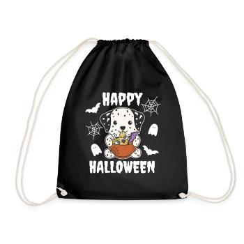 Dalmatians Happy Halloween with Ramen - Drawstring Bag - black - Front