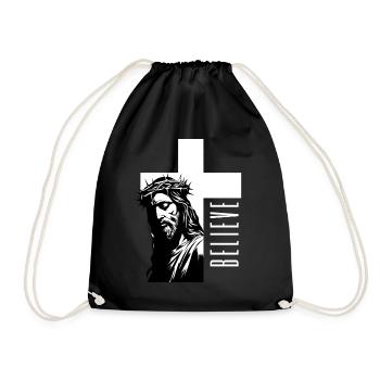 Jesus - Believe: Strong faith design - Drawstring Bag - black - Front