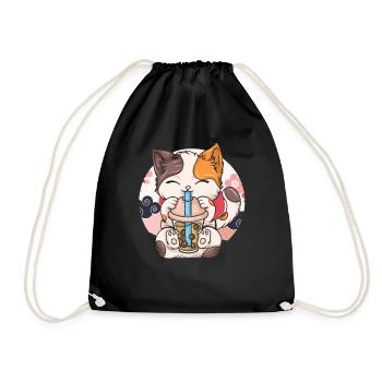 Bubble Tea Boba BubbleTea Kawaii Japan Tea Kpop - Drawstring Bag - black - Front