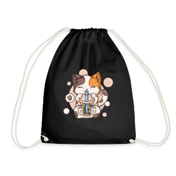 Bubble Tea Boba BubbleTea Kawaii Japan Tea Kpop - Drawstring Bag - black - Front
