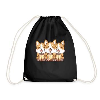 Bubble Tea Boba BubbleTea Kawaii Japan Tea Kpop - Drawstring Bag - black - Front