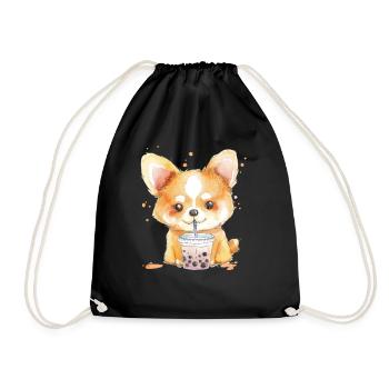 Bubble Tea Boba BubbleTea Kawaii Japan Tea Kpop - Drawstring Bag - black - Front