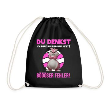 Hase Tshirt Lustig Witzig Humor Sarkasmus Büro - Turnbeutel - Schwarz - Vorne