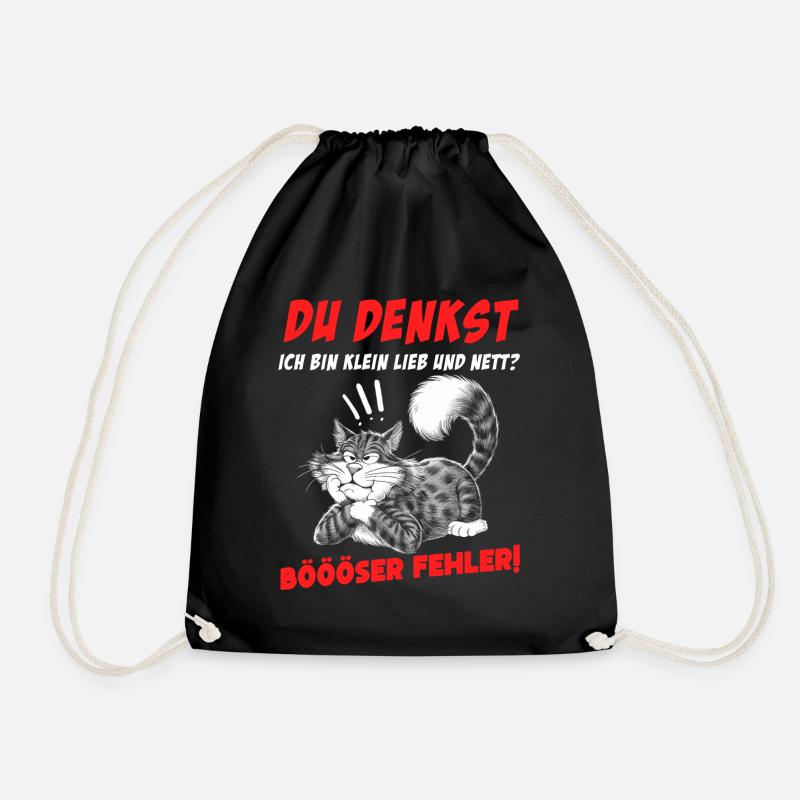 Katze Tshirt Lustig Witzig Humor Sarkasmus Büro - Turnbeutel - Schwarz