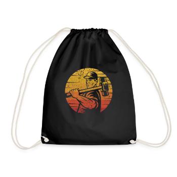 Retro Home Improvement Home Wrecker Experts House - Drawstring Bag - black - Front
