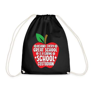 School Custodian Janitorial Staff Funny Cleaning - Drawstring Bag - black - Front