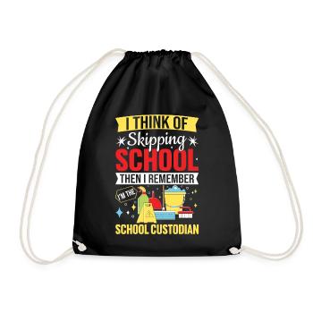 Funny School Cleaner Janitorial Staff Custodian - Drawstring Bag - black - Front