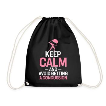 Keep Calm and Avoid Getting A Concussion Funny - Drawstring Bag - black - Front