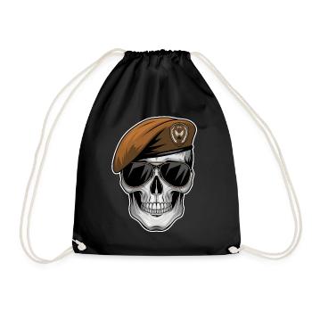 Militärische Totenkopf-Sonnenbrille - Turnbeutel - Schwarz - Vorne