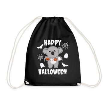 Koala Happy Halloween Citrouille Chauve-souris Costume - Sac de sport léger - noir - Devant