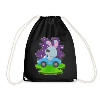 Hase Auto - Turnbeutel - Schwarz - Vorne