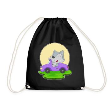 Wolf Car - Drawstring Bag - black - Front