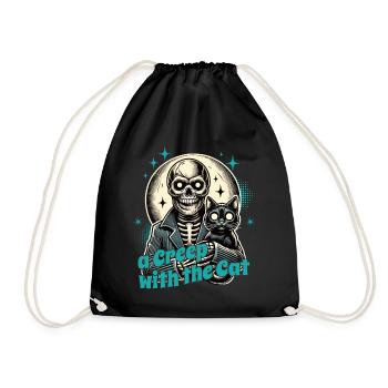 Halloween Skeleton With Cat: A Creep With The Cat - Drawstring Bag - black - Front