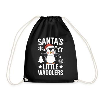 Christmas Penguin Santa's Little Waddlers - Drawstring Bag - black - Front