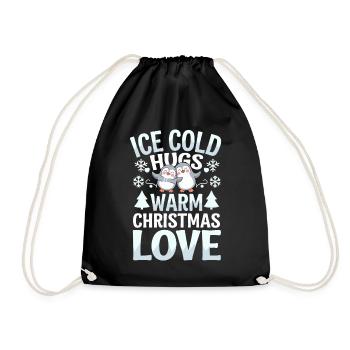 Penguin Christmas Icy Cold Hugs Warmth - Drawstring Bag - black - Front